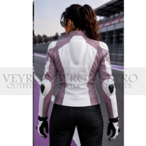 women's dual-tone leather racing jacket