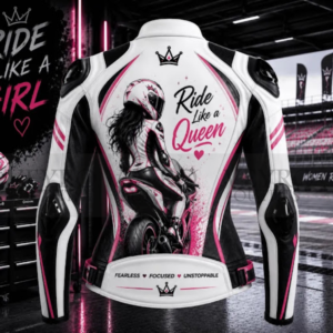 women’s pink leather motorcycle jacket