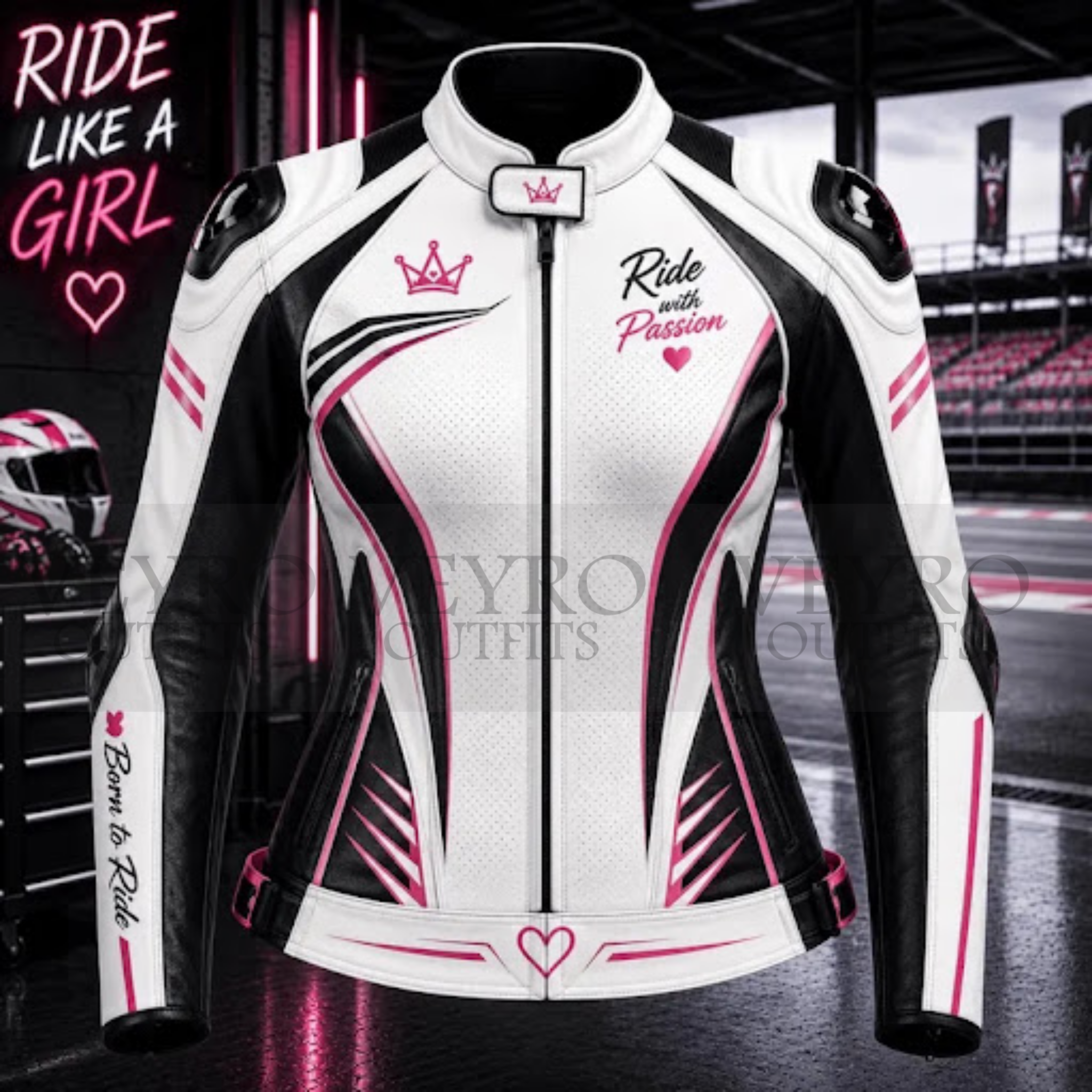 women’s pink leather motorcycle jacket