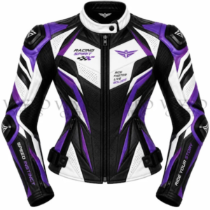 Women's Purple and Black Leather Jacket