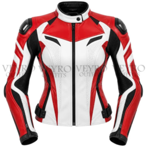 Women's leather motorcycle jacket