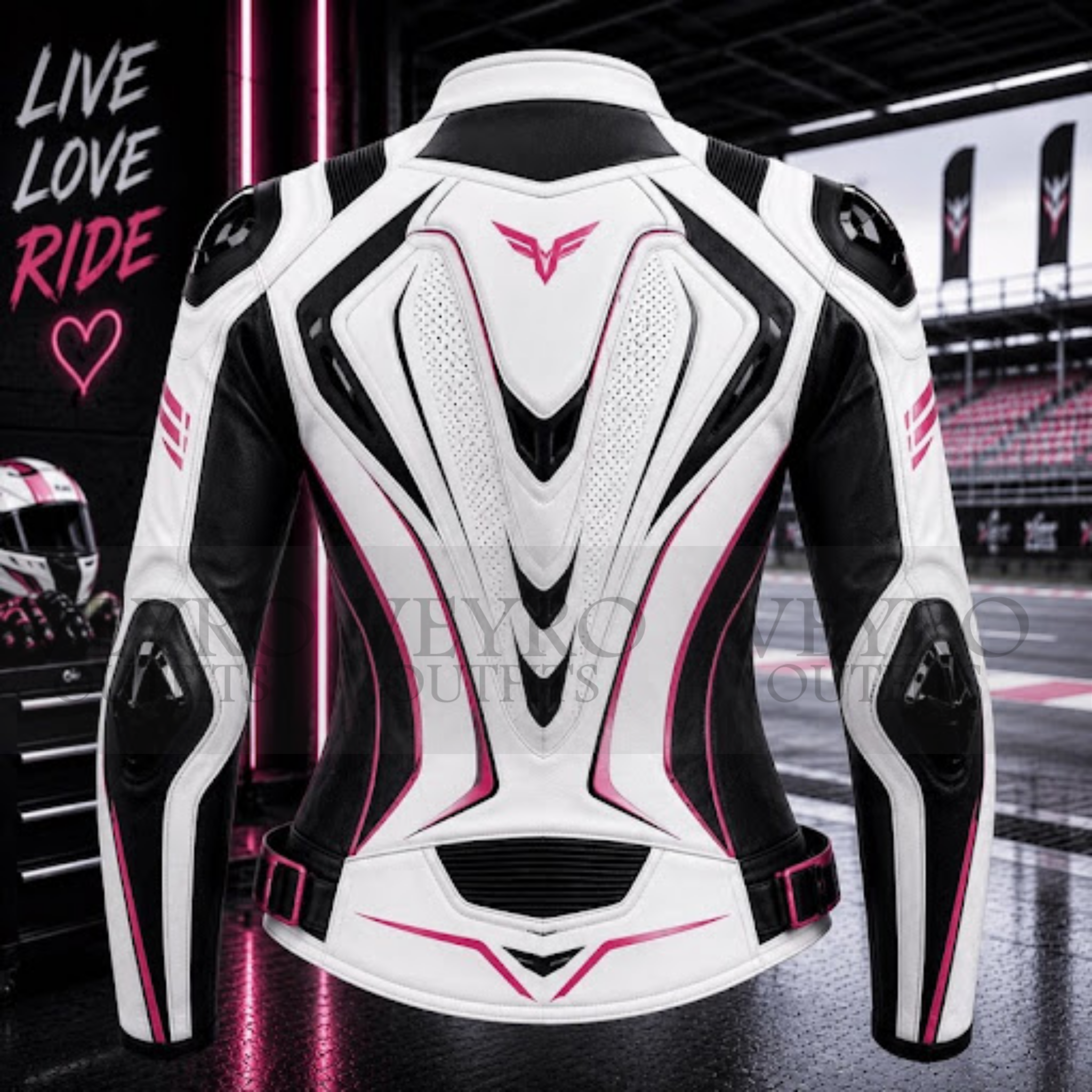 women's perforated leather motorcycle jacket