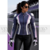 women’s purple leather racing jacket