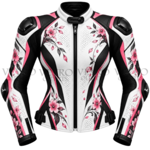 women's floral leather motorcycle jacket