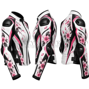 women's floral leather motorcycle jacket
