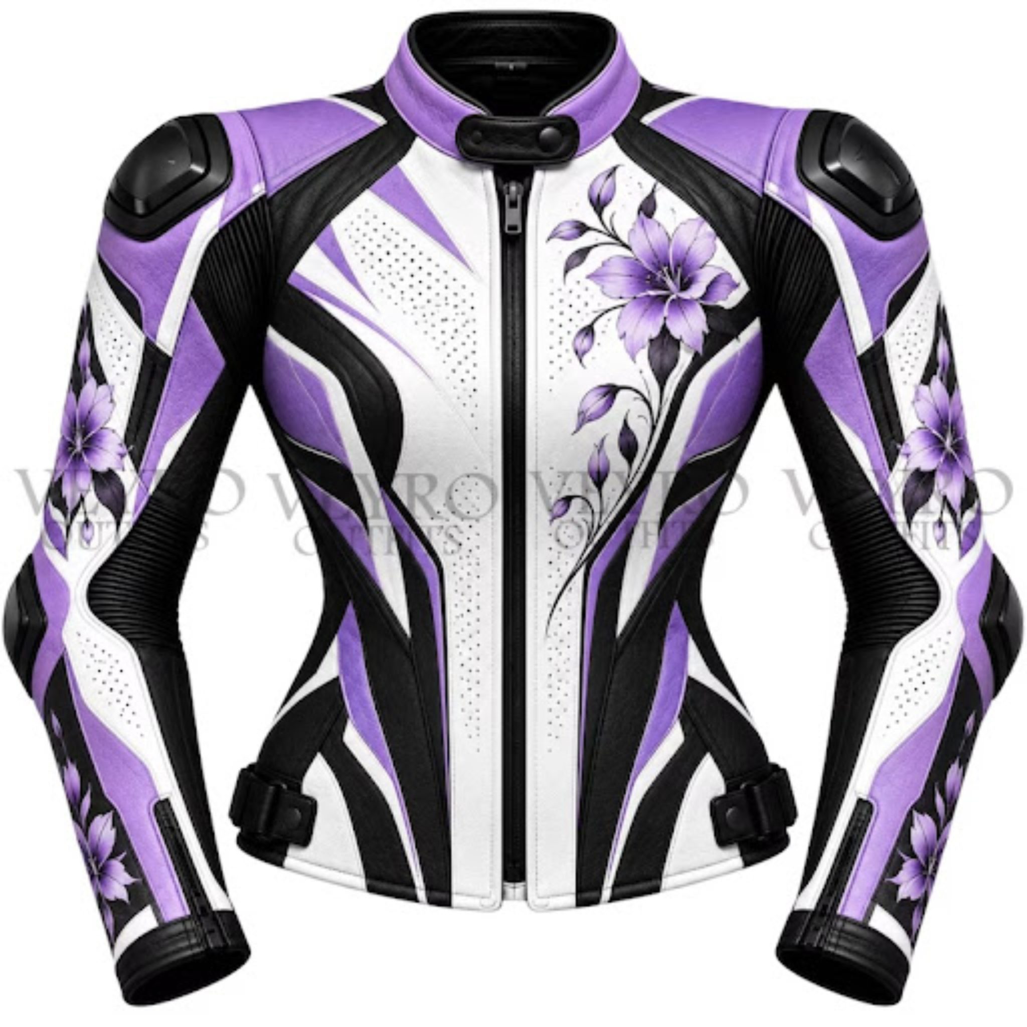 Women's Floral Leather Racing Jacket