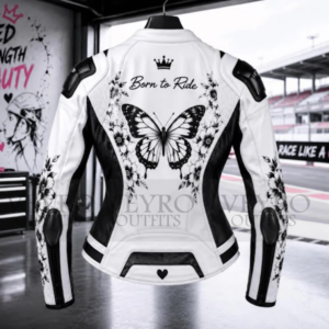 Women's White Leather Motorcycle Jacket
